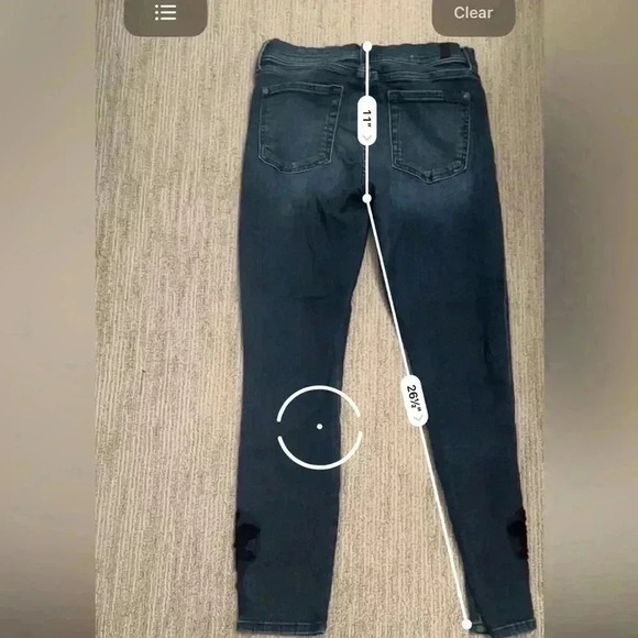 SEVEN 7 FOR ALL MANKIND SIZE 29 B(AIR) DENIM HIGH WAIST SKINNY JEANS WITH VELVET - Picture 3 of 13